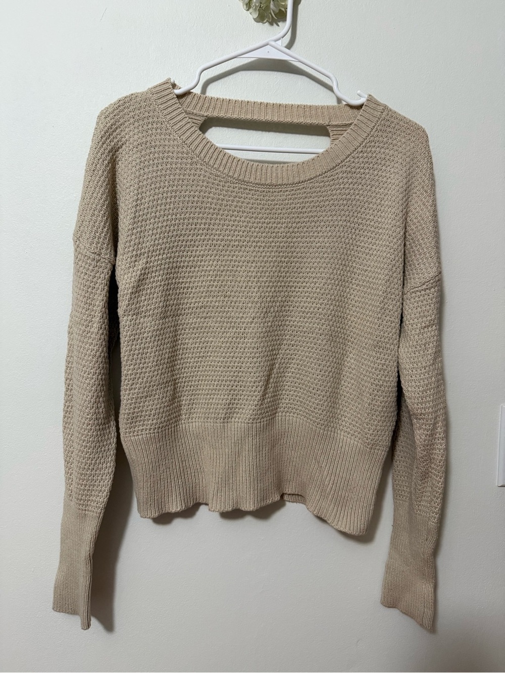 Cozy Cream Waffle-Knit Crewneck Sweater